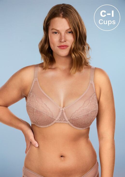 HSIA Other - HSIA Bra 34DD NWT Full Coverage Nude Lace Lingerie Supportive Sheer Tshirt Bra